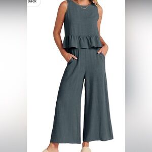 Anrabess 2 piece linen peplum set